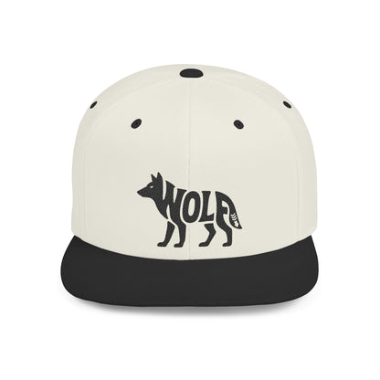 WOLF Flat Bill Snapback — Onyx Silhouette Design