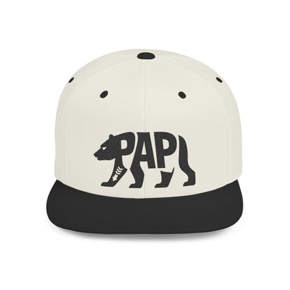 PAPI BEAR Flat Bill Snapback — Onyx Silhouette Design