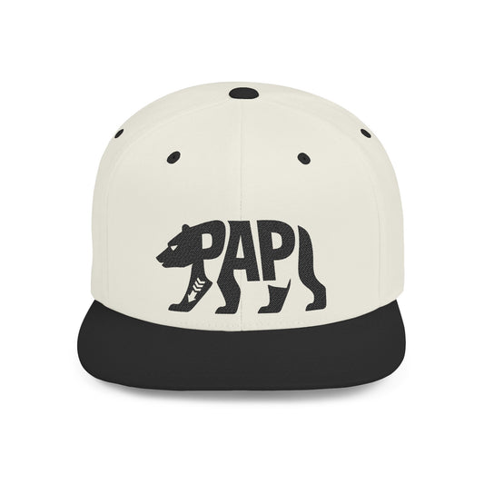PAPI BEAR Flat Bill Snapback — Onyx Silhouette Design