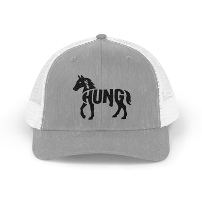 HORSE HUNG Snapback Trucker Cap - Onyx Silhouette Design