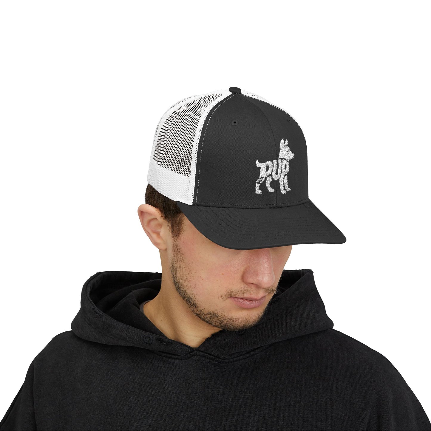 PUP Snapback Trucker Cap - Bone Silhouette Design