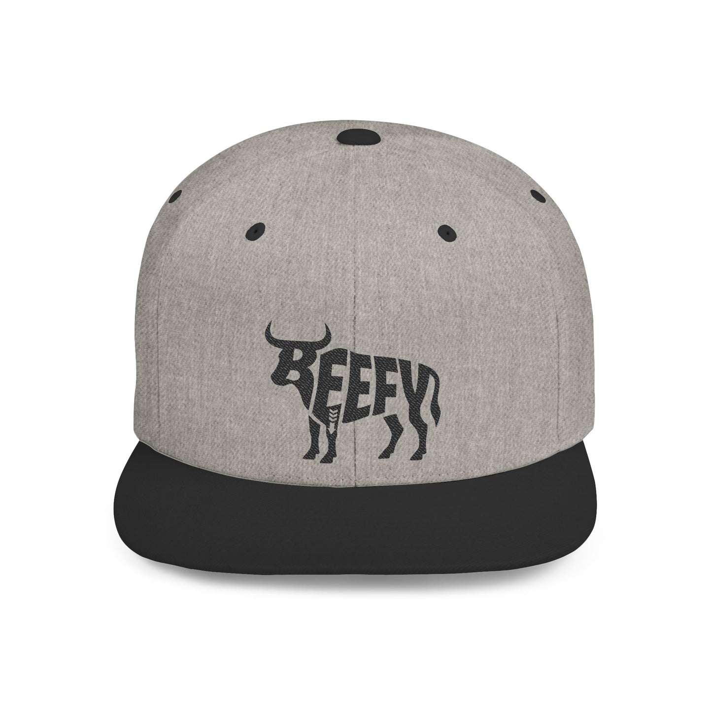 BEEFY BULL Flat Bill Snapback — Onyx Silhouette Design