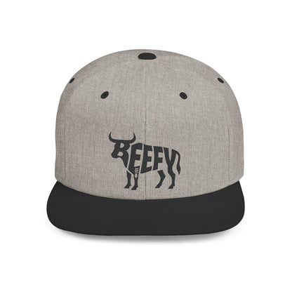 BEEFY BULL Flat Bill Snapback — Onyx Silhouette Design