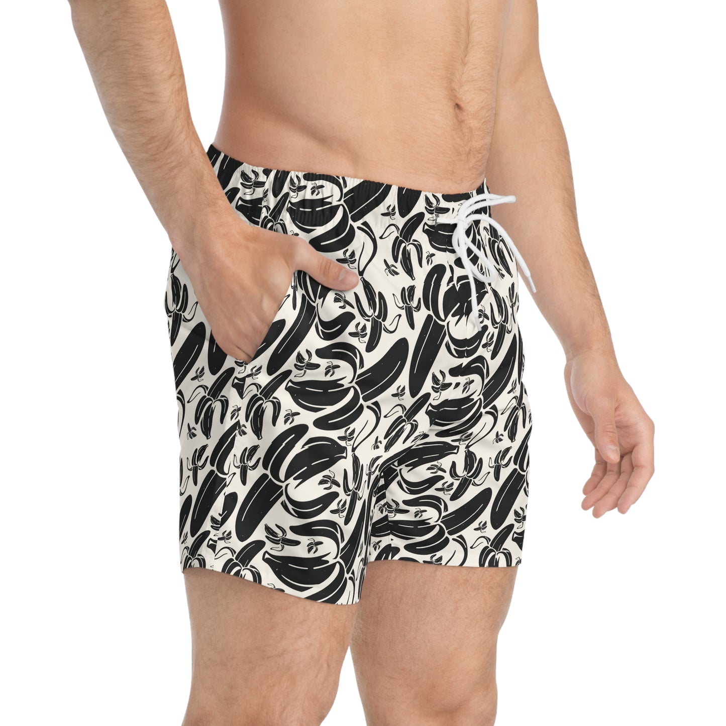 SHIT IS BANANAS Imprinted 5-6" Inseam Swim Trunks - Bone