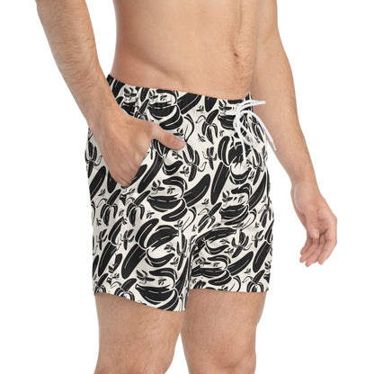 SHIT IS BANANAS Imprinted 5-6" Inseam Swim Trunks - Bone
