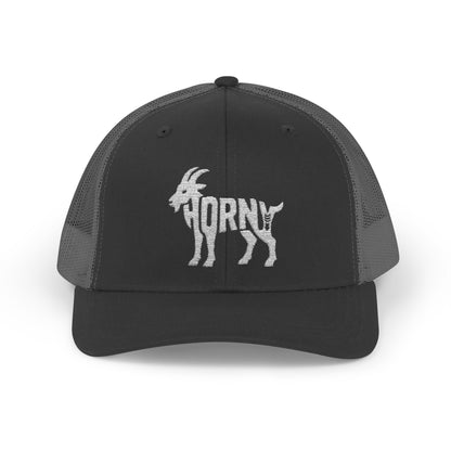 HORNY GOAT Snapback Trucker Cap - Bone Silhouette Design