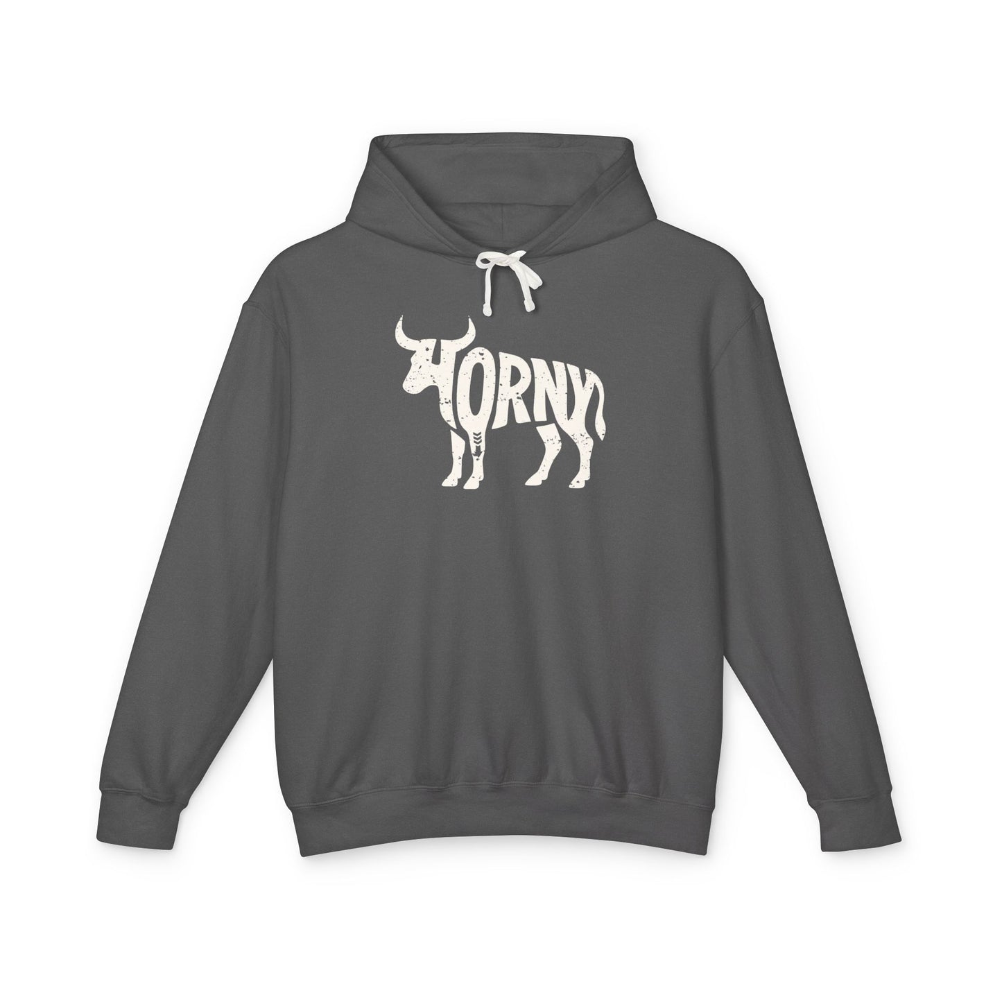 HORNY BULL Lightweight Hoodie - Bone Silhouette Design