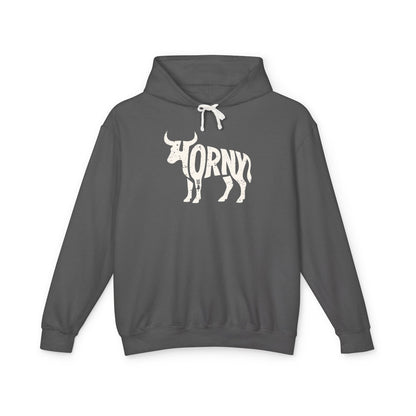 HORNY BULL Lightweight Hoodie - Bone Silhouette Design