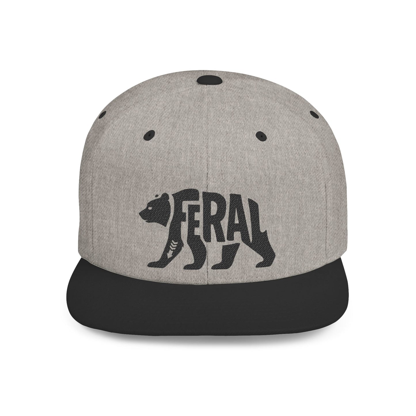 FERAL BEAR Flat Bill Snapback — Onyx Silhouette Design