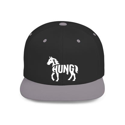 HUNG HORSE Flat Bill Snapback — Bone Silhouette Design