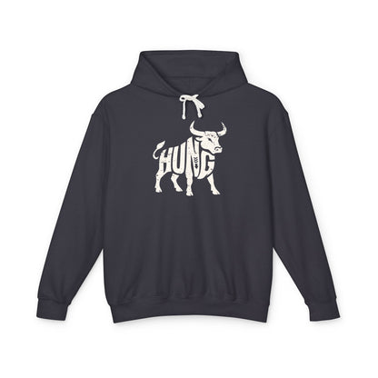 HUNG BULL Lightweight Hoodie - Bone Silhouette Design
