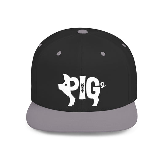 PIG Flat Bill Snapback — Bone Silhouette Design
