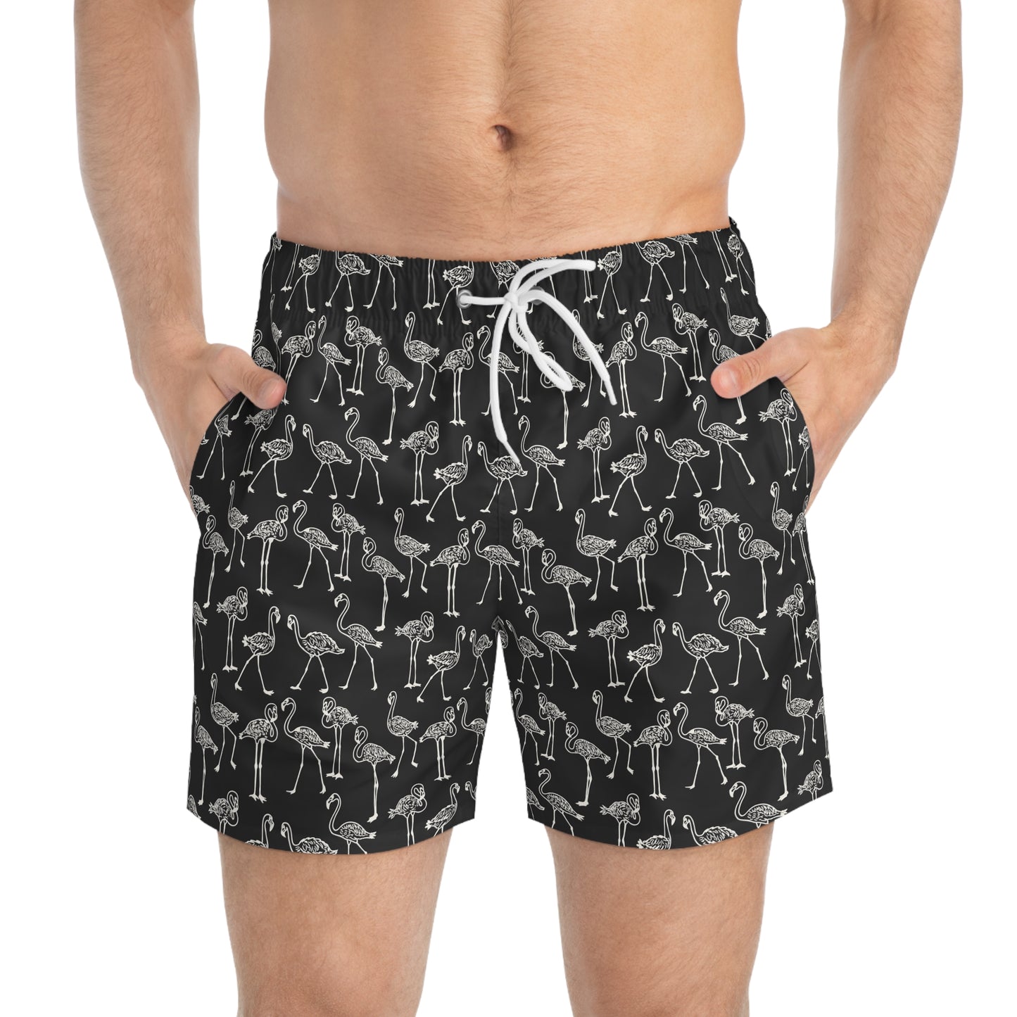 FLOCK TOGETHER Imprinted 5-6" Inseam Swim Trunks - Onyx