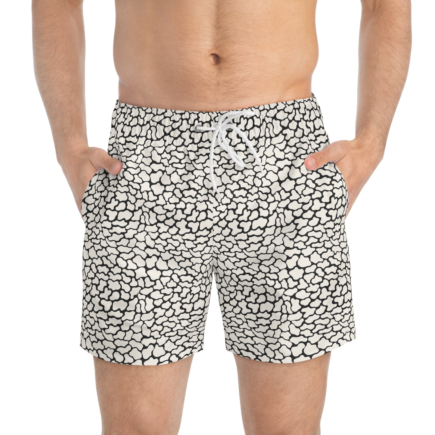 FERAL Imprinted 5-6" Inseam Swim Trunks - Bone