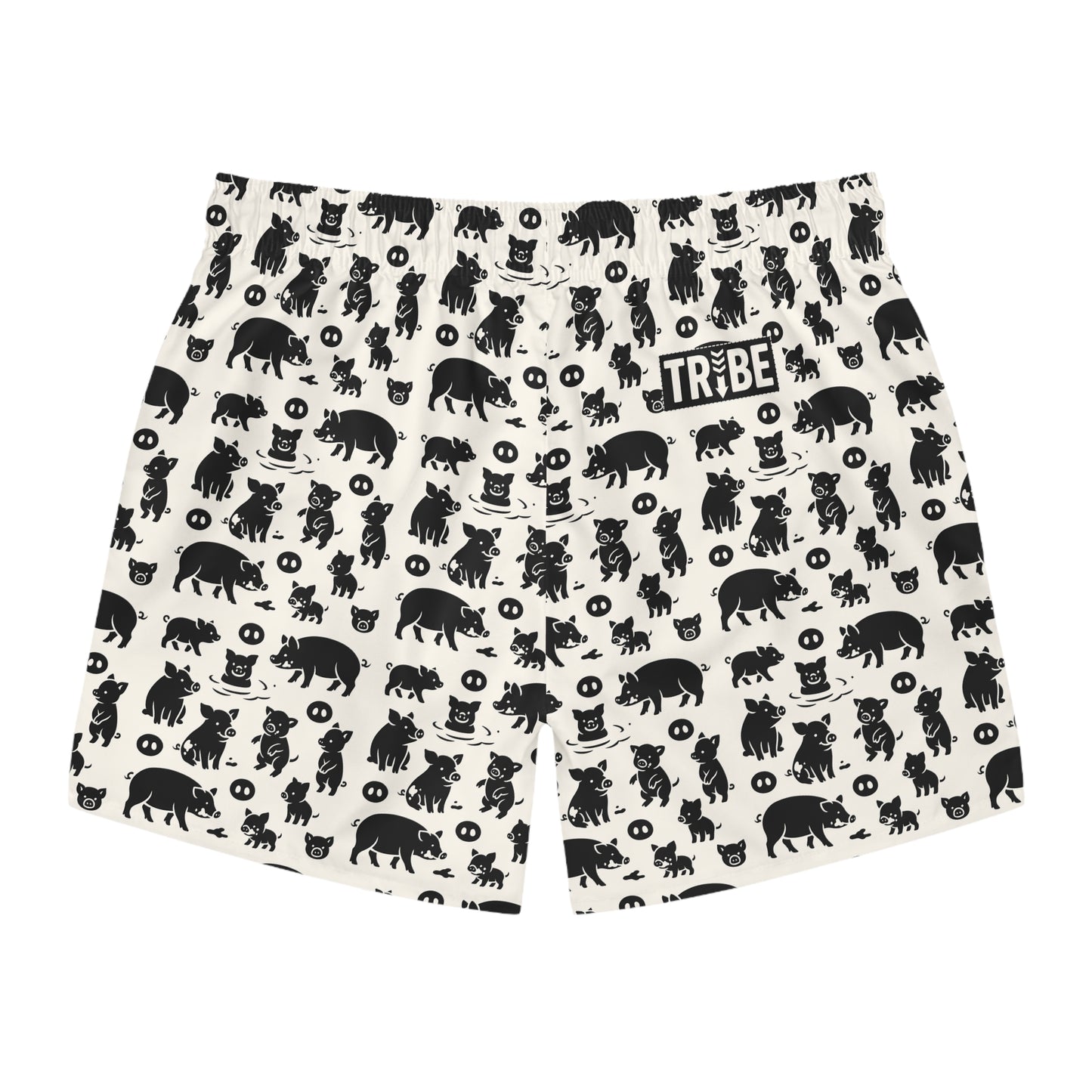 LITTLE PIGGY Imprinted 5-6" Inseam Swim Trunks - Bone