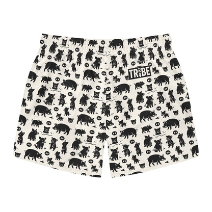 LITTLE PIGGY Imprinted 5-6" Inseam Swim Trunks - Bone