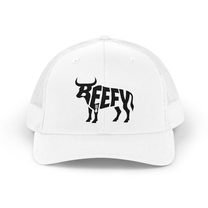 BEEFY BULL Snapback Trucker Cap - Onyx Silhouette Design