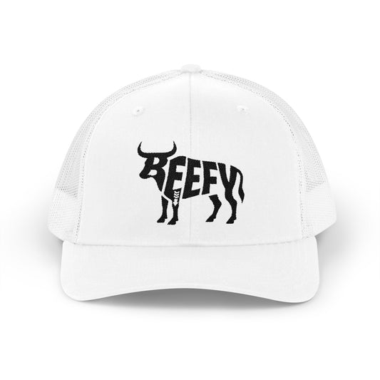 BEEFY BULL Snapback Trucker Cap - Onyx Silhouette Design