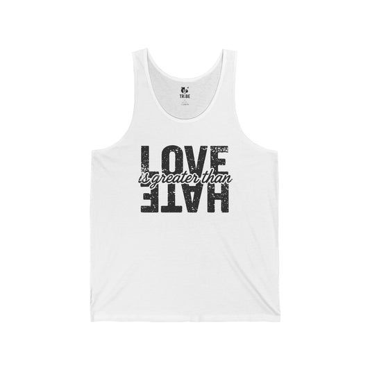LOVE IS GREATER THAN HATE Jersey Tank - Onyx Design