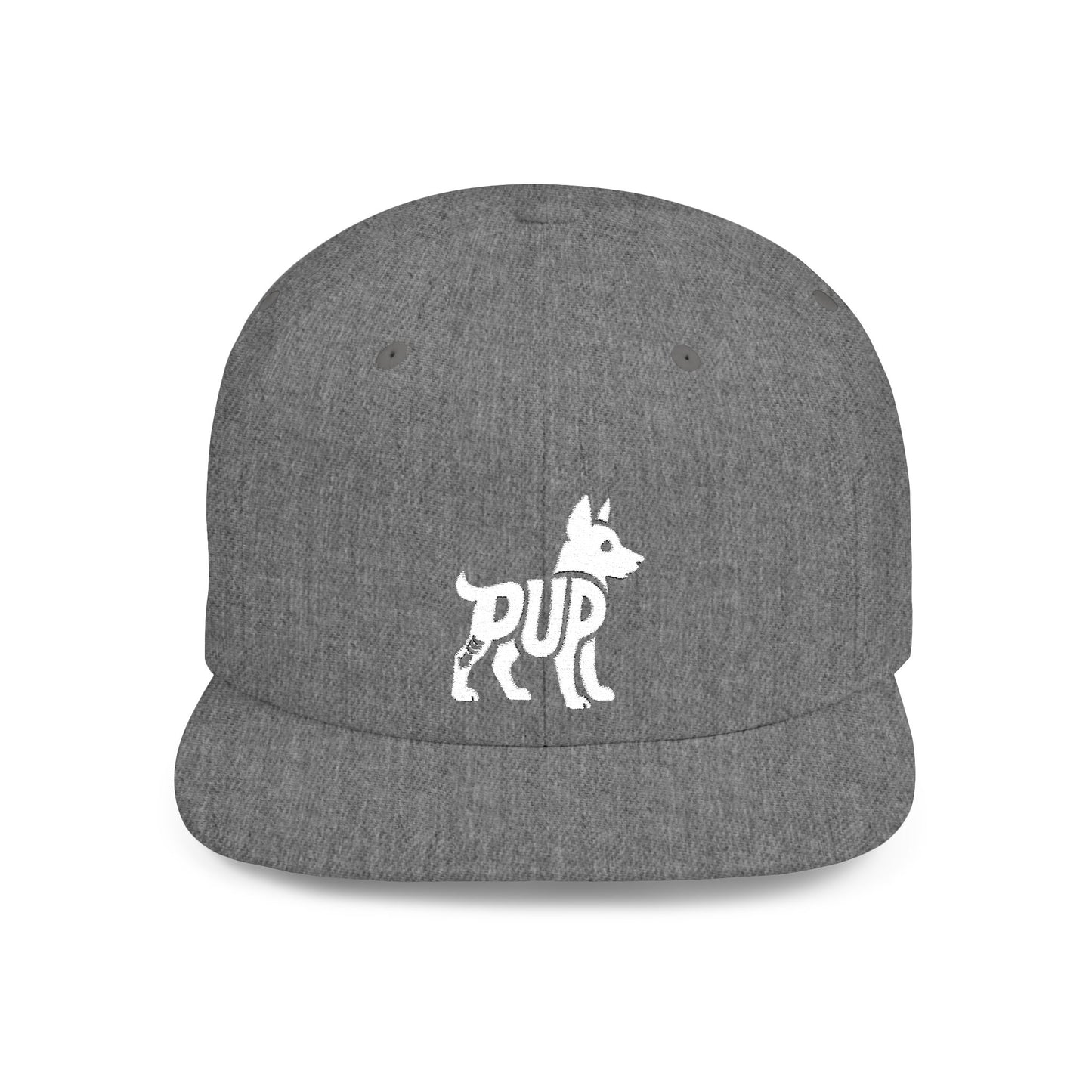 PUP Flat Bill Snapback — Bone Silhouette Design