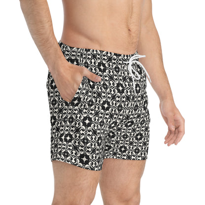 PORTUGAY Imprinted 5-6" Inseam Swim Trunks - Onyx