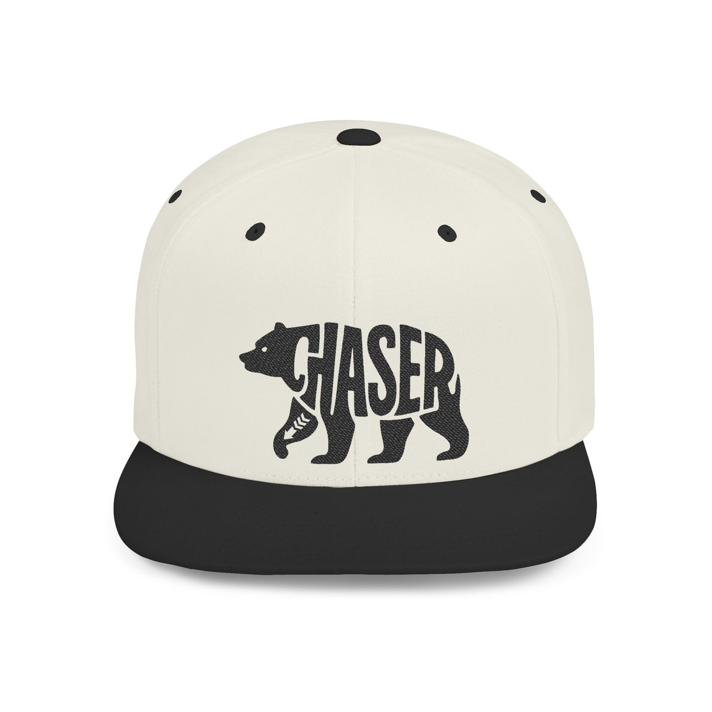 BEAR CHASER Flat Bill Snapback — Onyx Silhouette Design