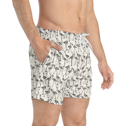 FLOCK TOGETHER Imprinted 5-6" Inseam Swim Trunks - Bone