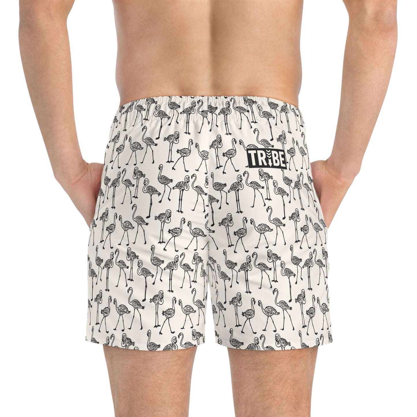 FLOCK TOGETHER Imprinted 5-6" Inseam Swim Trunks - Bone