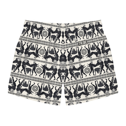 SPARTACUS Imprinted 5-6" Inseam Swim Trunks - Bone