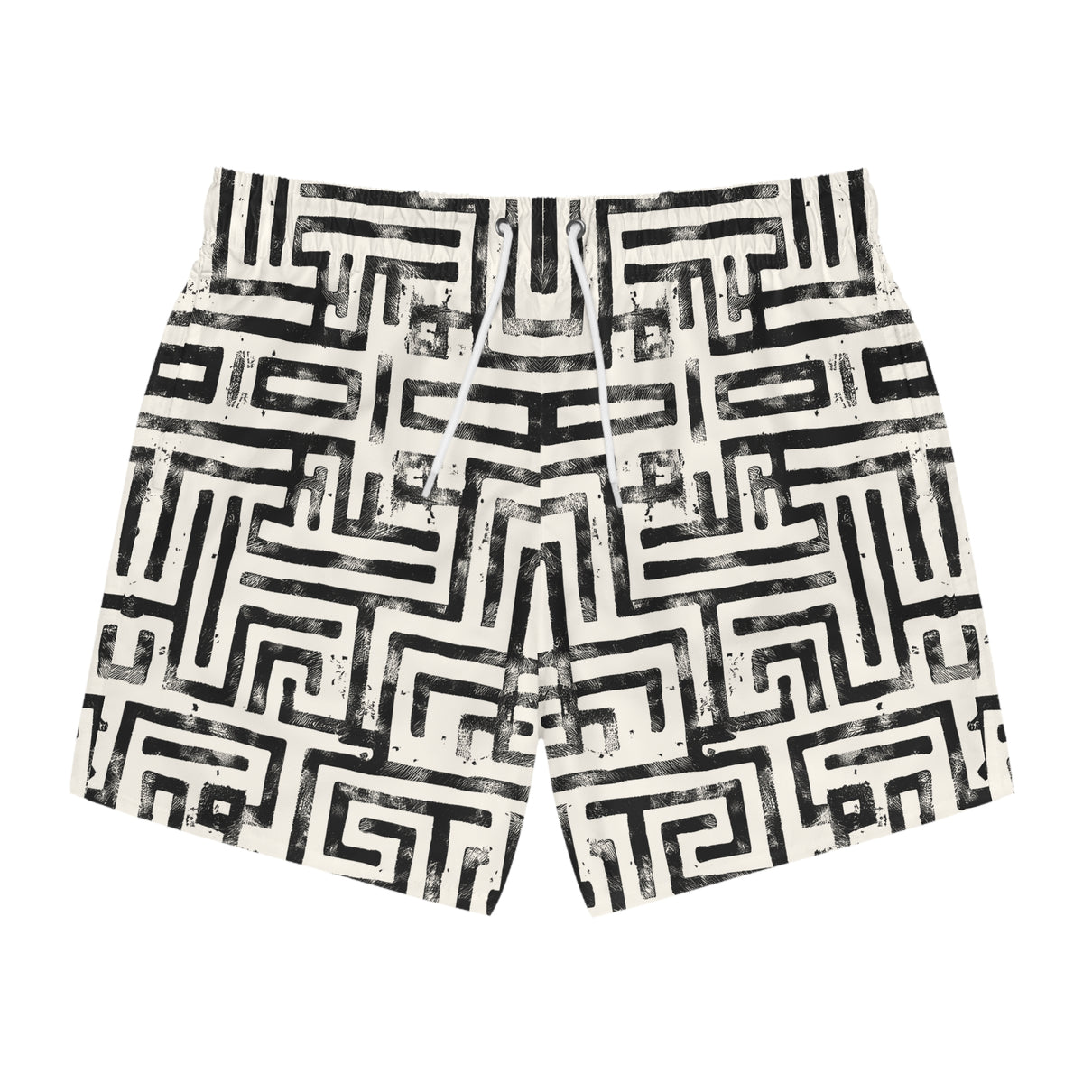 LABYRINTH Imprinted 5-6" Inseam Swim Trunks - Bone