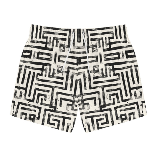 LABYRINTH Imprinted 5-6" Inseam Swim Trunks - Bone