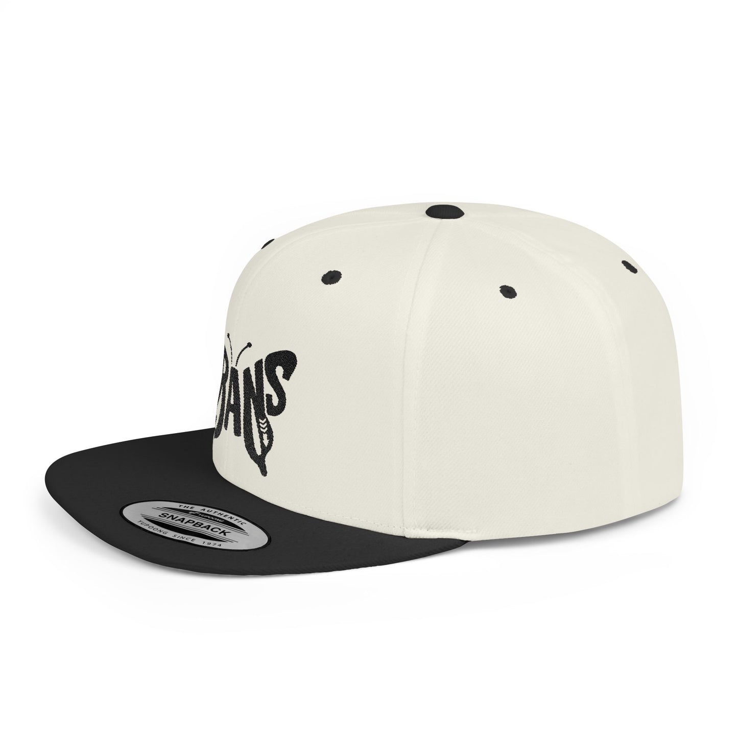 TRANS BUTTERFLY Flat Bill Snapback — Onyx Silhouette Design