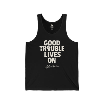 GOOD TROUBLE Jersey Tank - Bone Silhouette Design