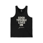 GOOD TROUBLE Jersey Tank - Bone Silhouette Design