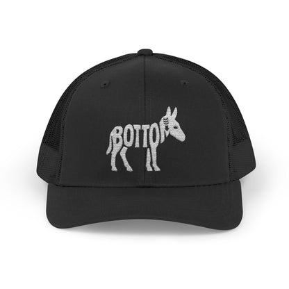 BOTTOM ASS Snapback Trucker Cap - Bone Silhouette Design