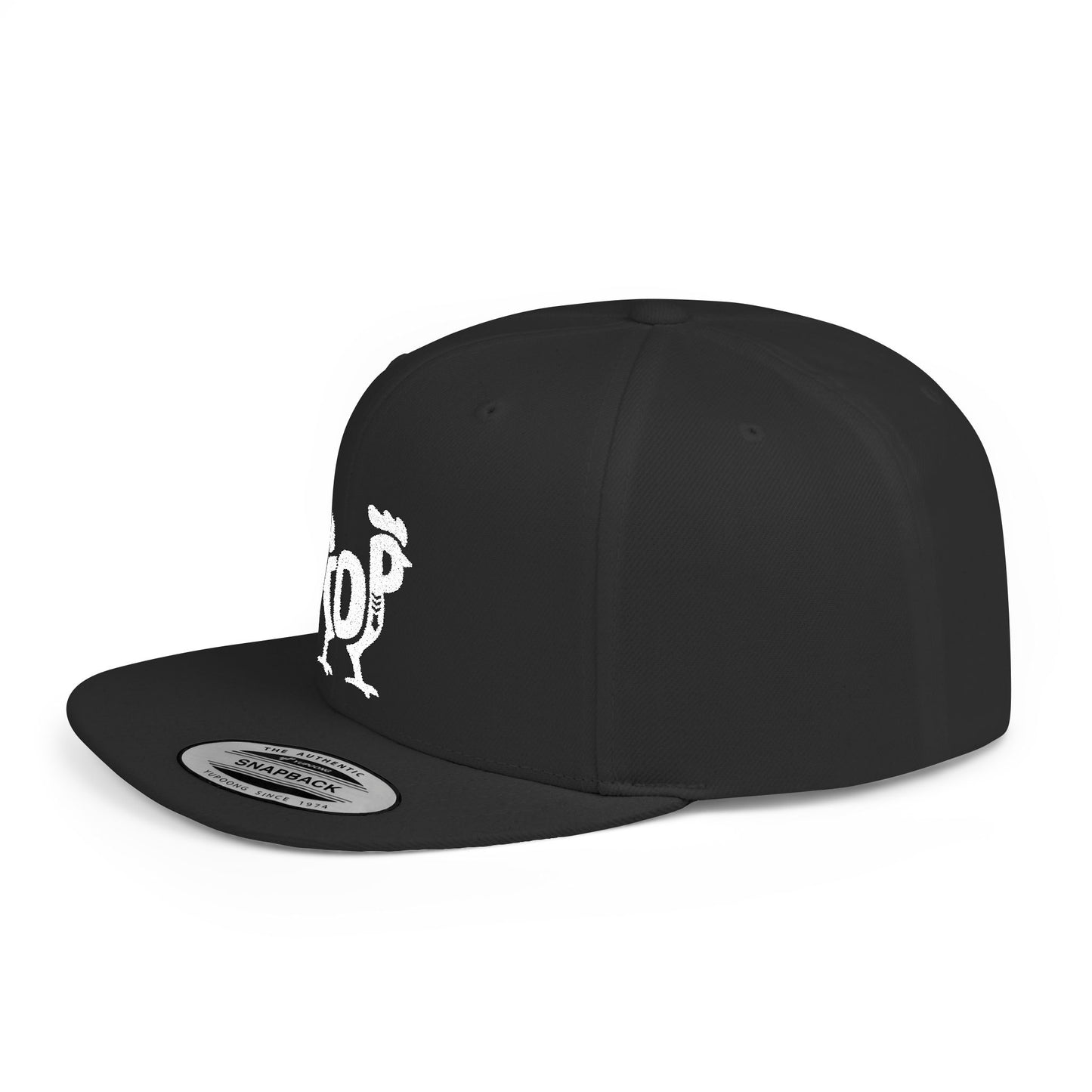 TOP COCK Flat Bill Snapback — Bone Silhouette Design