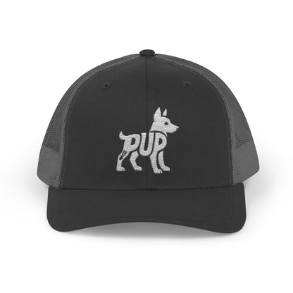 PUP Snapback Trucker Cap - Bone Silhouette Design