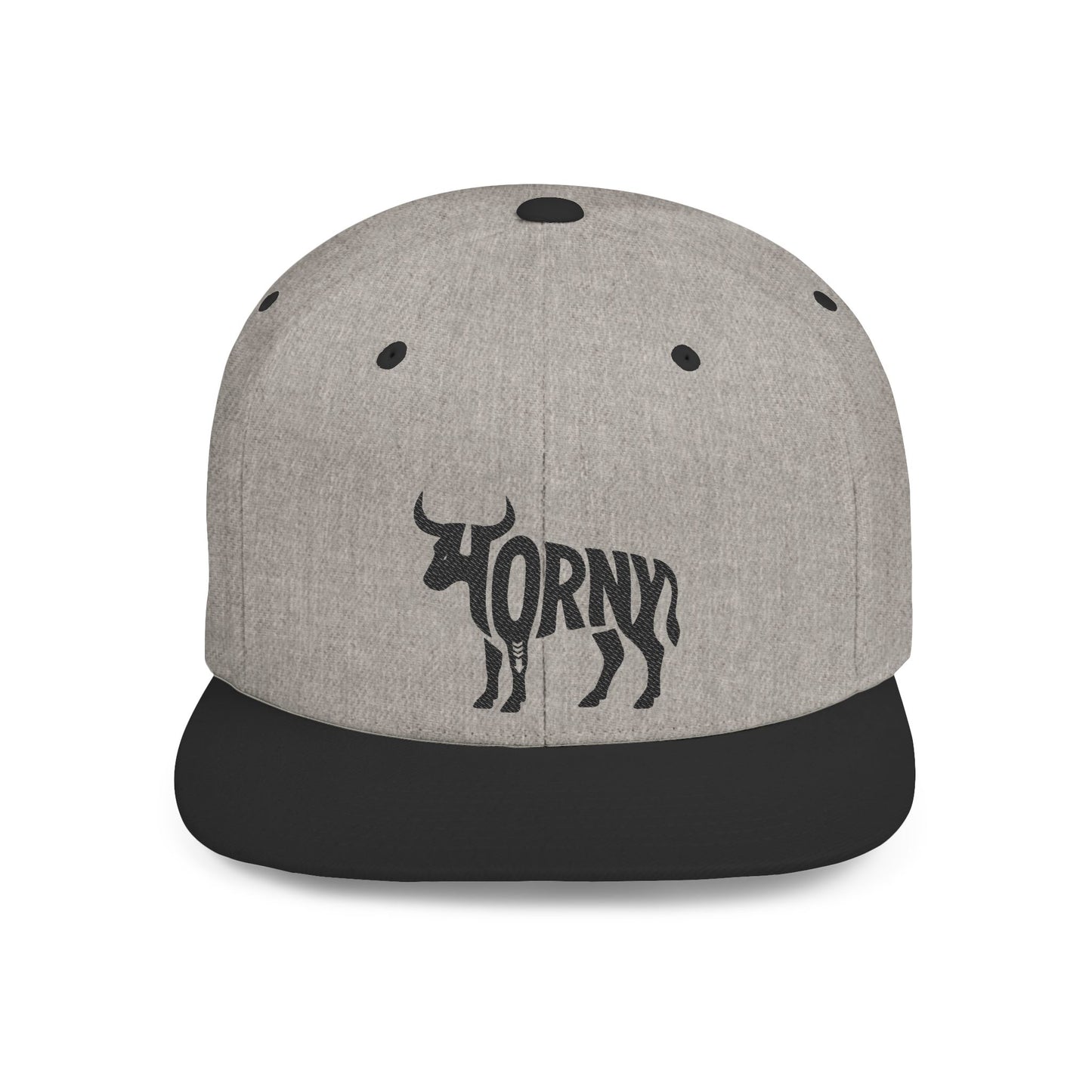 HORNY BULL Flat Bill Snapback — Onyx Silhouette Design