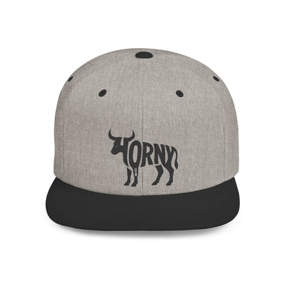 HORNY BULL Flat Bill Snapback — Onyx Silhouette Design