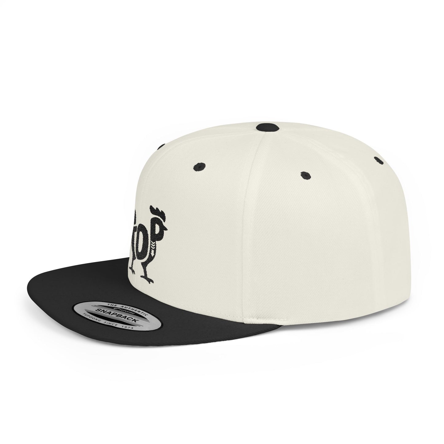 TOP COCK Flat Bill Snapback — Onyx Silhouette Design