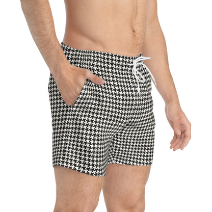 WOLFSTOOTH Imprinted 5-6" Inseam Swim Trunks - Onyx & Bone