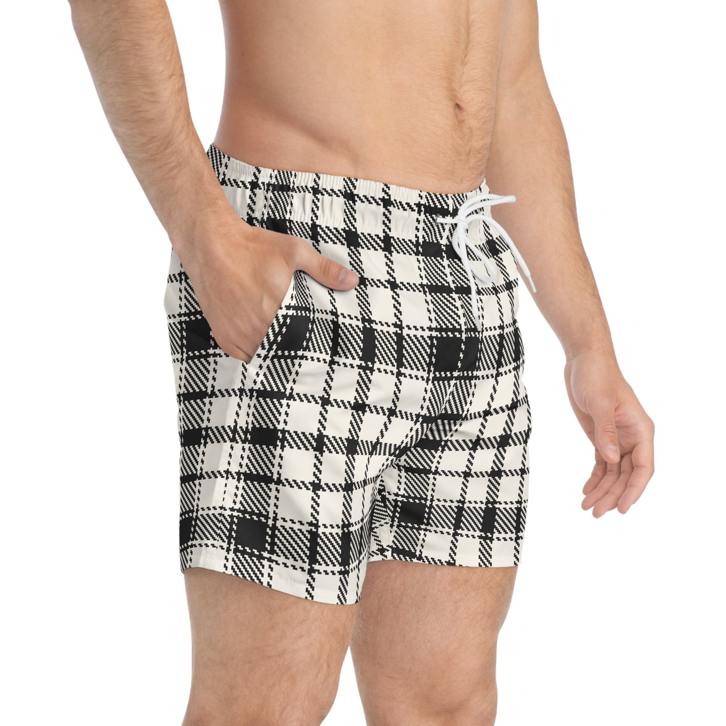 TARTAN Imprinted 5-6" Inseam Swim Trunks - Bone