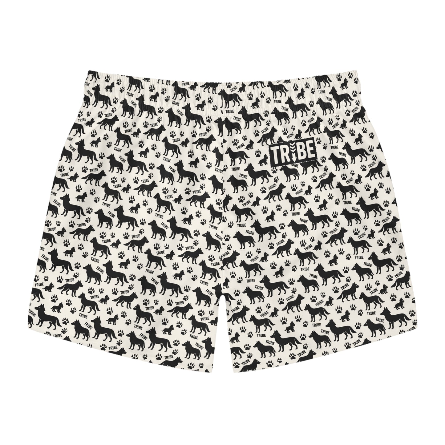 WOLF TRIBE Imprinted 5-6" Inseam Swim Trunks - Bone