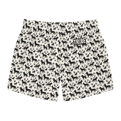 WOLF TRIBE Imprinted 5-6" Inseam Swim Trunks - Bone