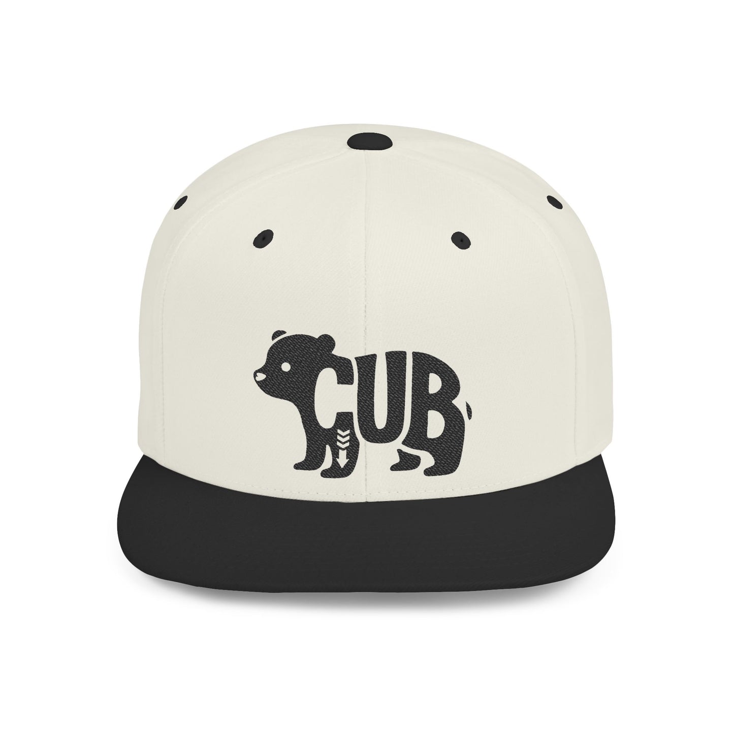 BEAR CUB Flat Bill Snapback — Onyx Silhouette Design