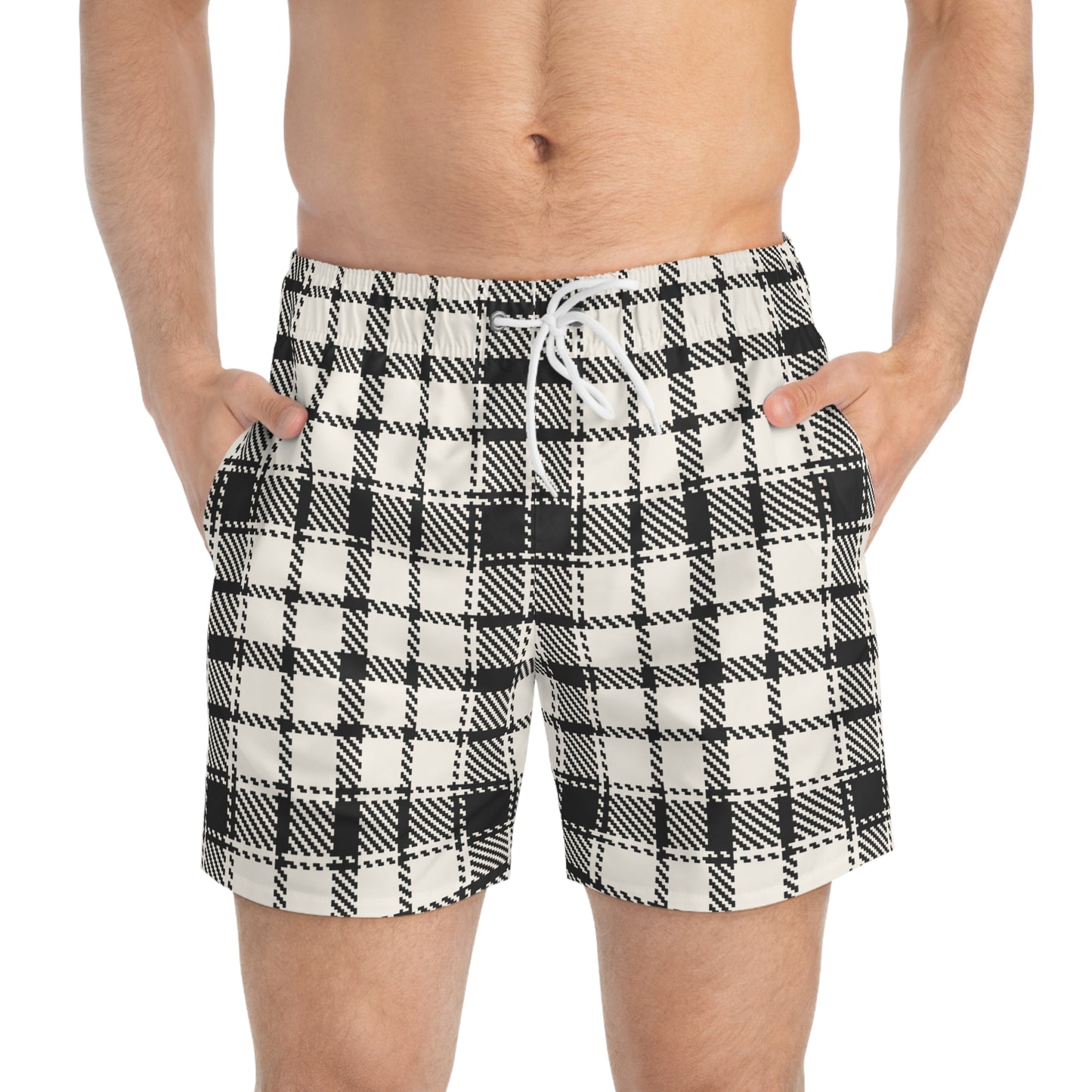 TARTAN Imprinted 5-6" Inseam Swim Trunks - Bone
