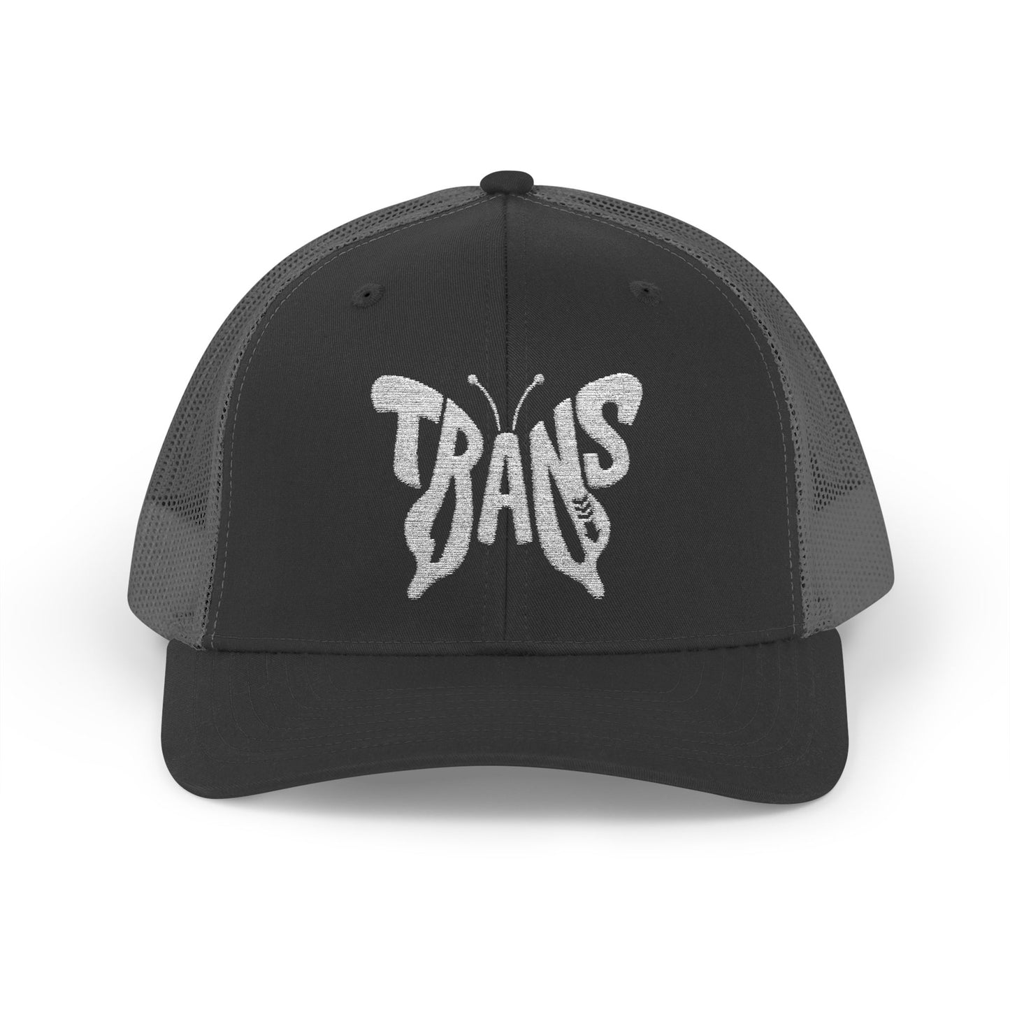 TRANS BUTTERFLY Snapback Trucker Cap - Bone Silhouette Design